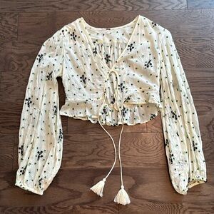 Free People Crop Top Light Yellow Size Small